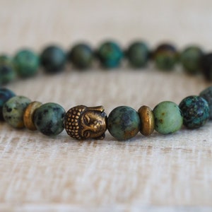 African turquoise men's bracelet - turquoise bracelet - semi-precious stone - mens bracelet - men's bracelet - cool bracelet - elastic