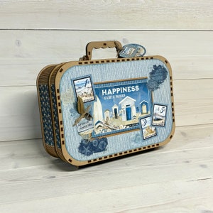 Boîte à valise en bois, boîte en bois pour mini album La plage m'appelle, valise en MDF, boîte de voyage