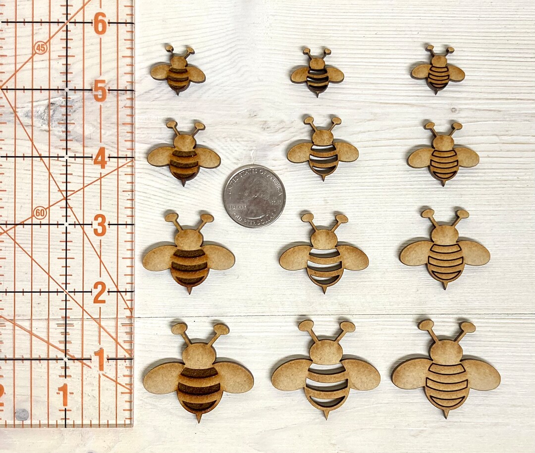 Bee Embellishments, Wooden Bees, Wooden Embellishments, Summer