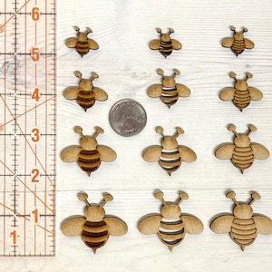 Bee Embellishments, Wooden Bees, Wooden Embellishments, Summer Embellishments, Bees