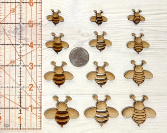 Laser Cut Wooden Bee Embellishments: Craft Supplies