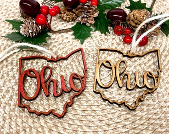 Ohio Ornament, Wooden Ornament, State Ornament