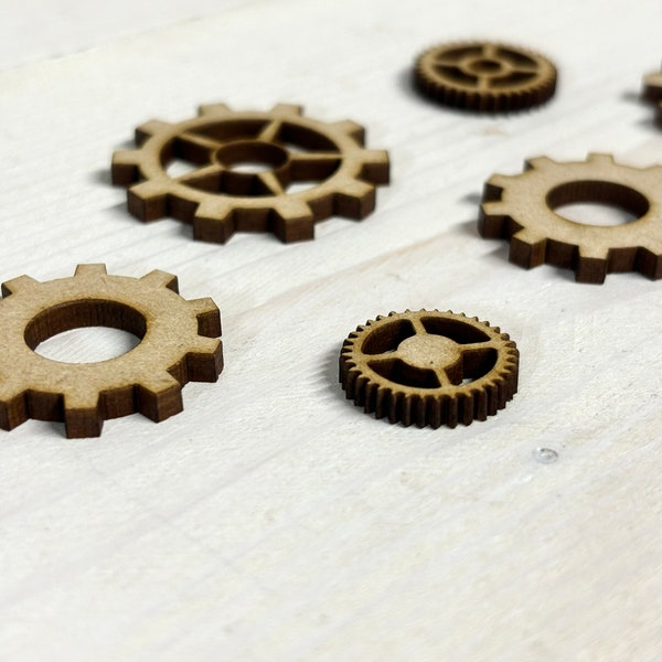 Steampunk Embellishments, Wooden Gears, Wooden Embellishments, Gear Ephemera, Wooden Cogs