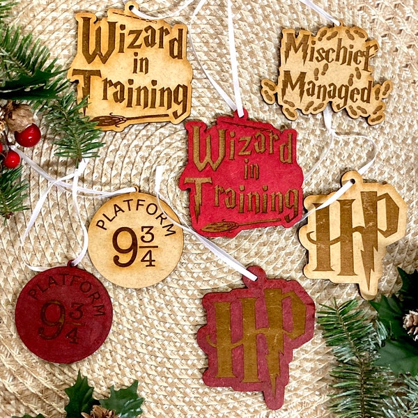 Wizard Ornament, HP Ornament, Harry Potter Ornament, Wooden Ornament