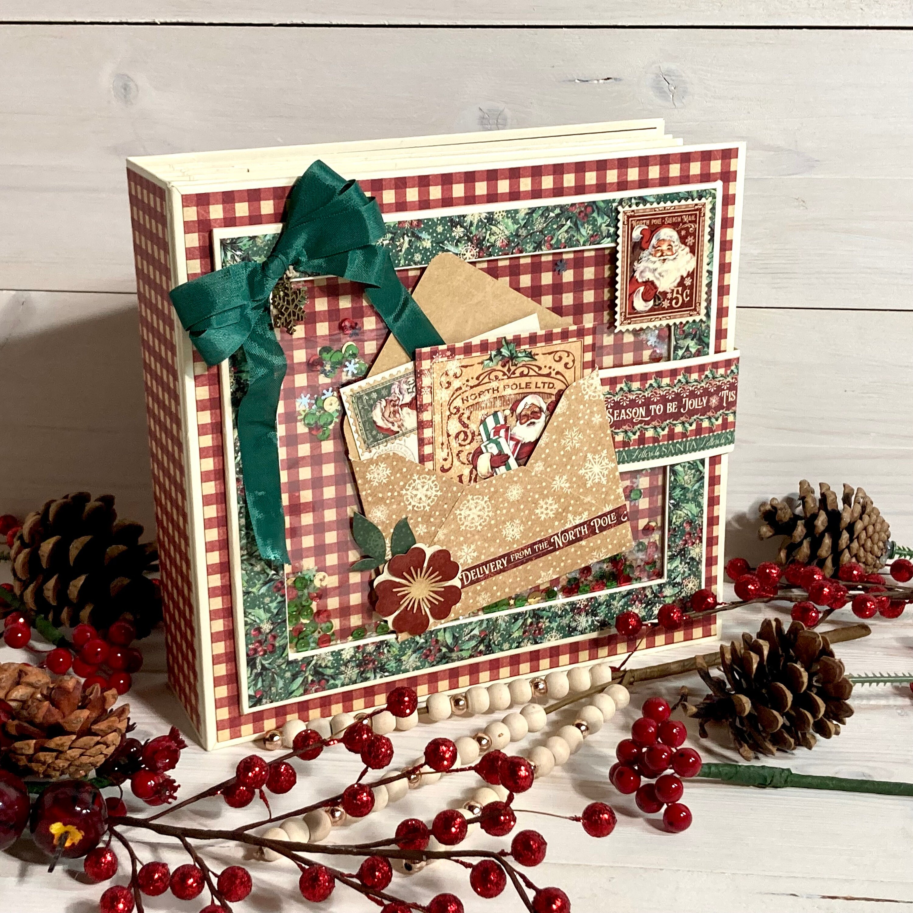 Personalized Santa Claus Photo Album - Holds 24 Photos In 4x6 Or 5x7 Size, Christmas Memory Book