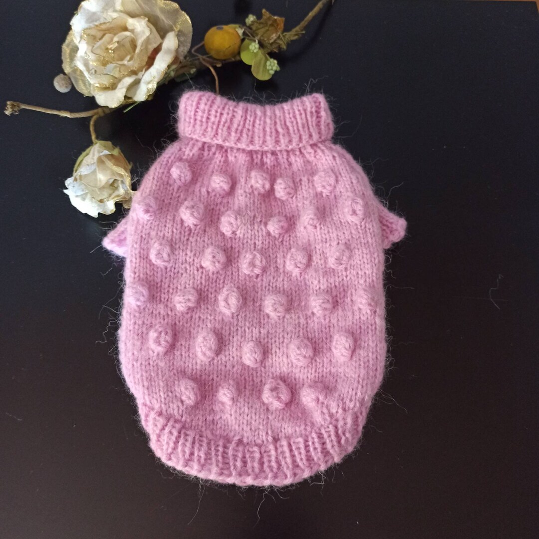 Knit Dog Sweater, Dusty Pink Dog Clothes, Chihuahua Dog Coat, Rose Cat