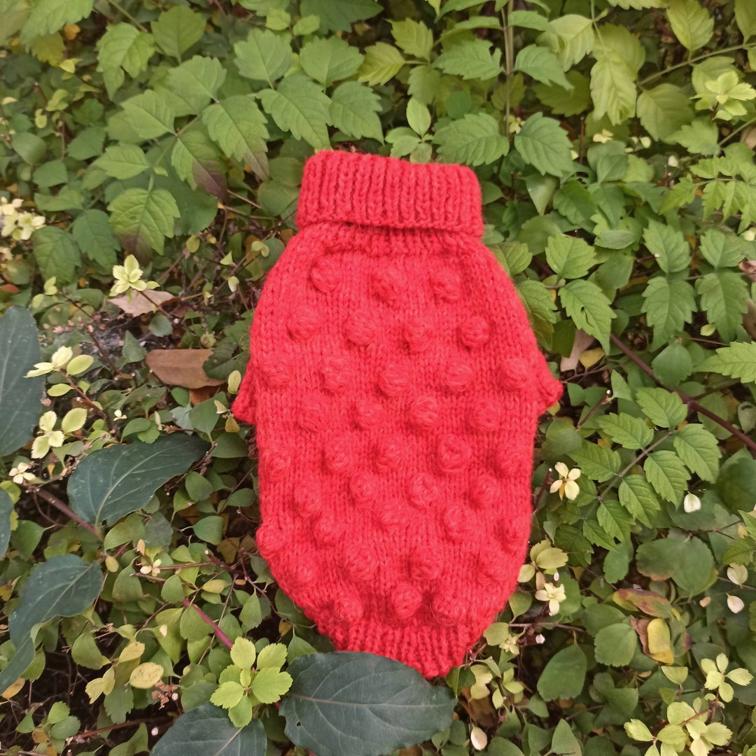 Knit Dog Sweater, Red Dog Clothes, Chihuahua Dog Coat, Dog Jacket