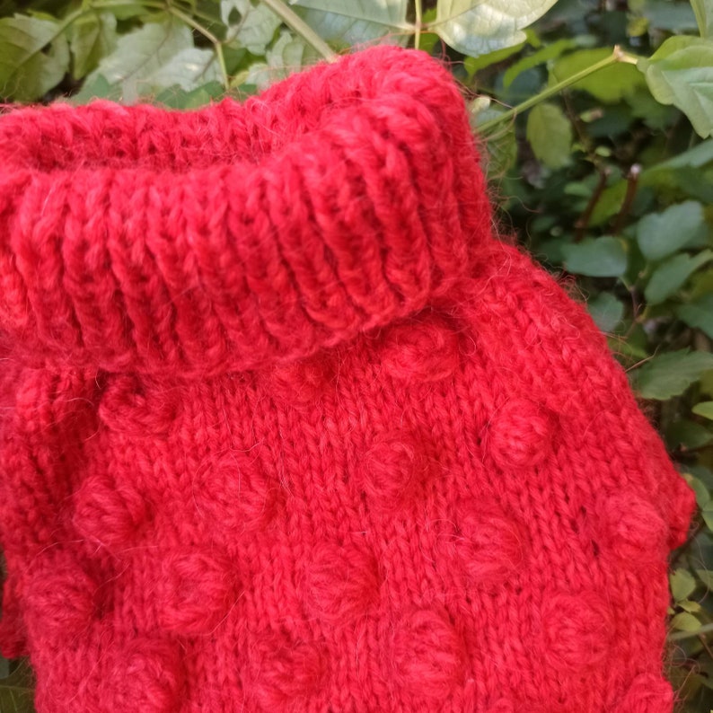 Knit Dog Sweater, Red Dog Clothes, Chihuahua Dog Coat, Dog Jacket