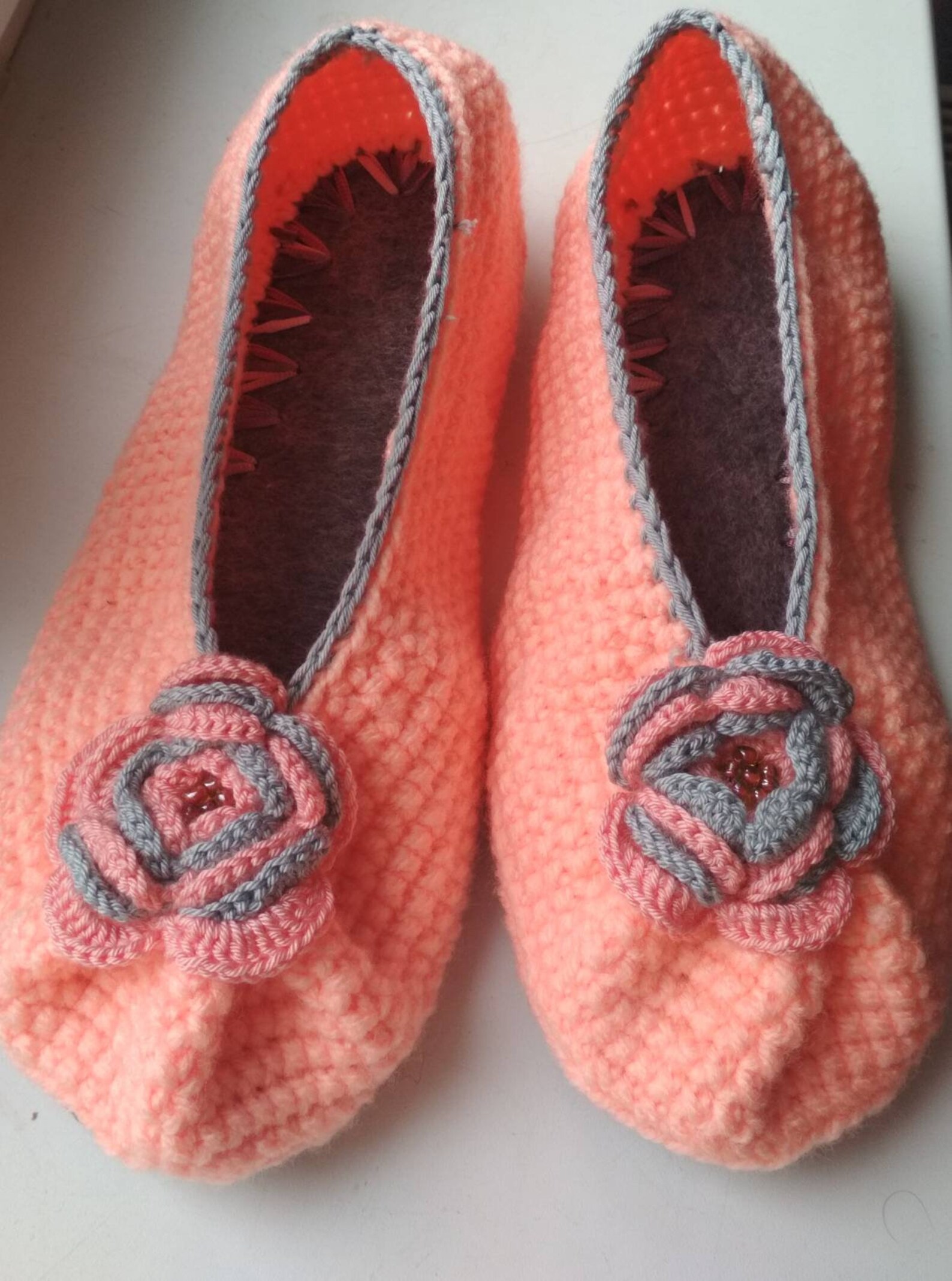 women crochet shoes,house slippers,ballet crochet flats, handmade slippers with flower, knitted slippers with felt soles mother&