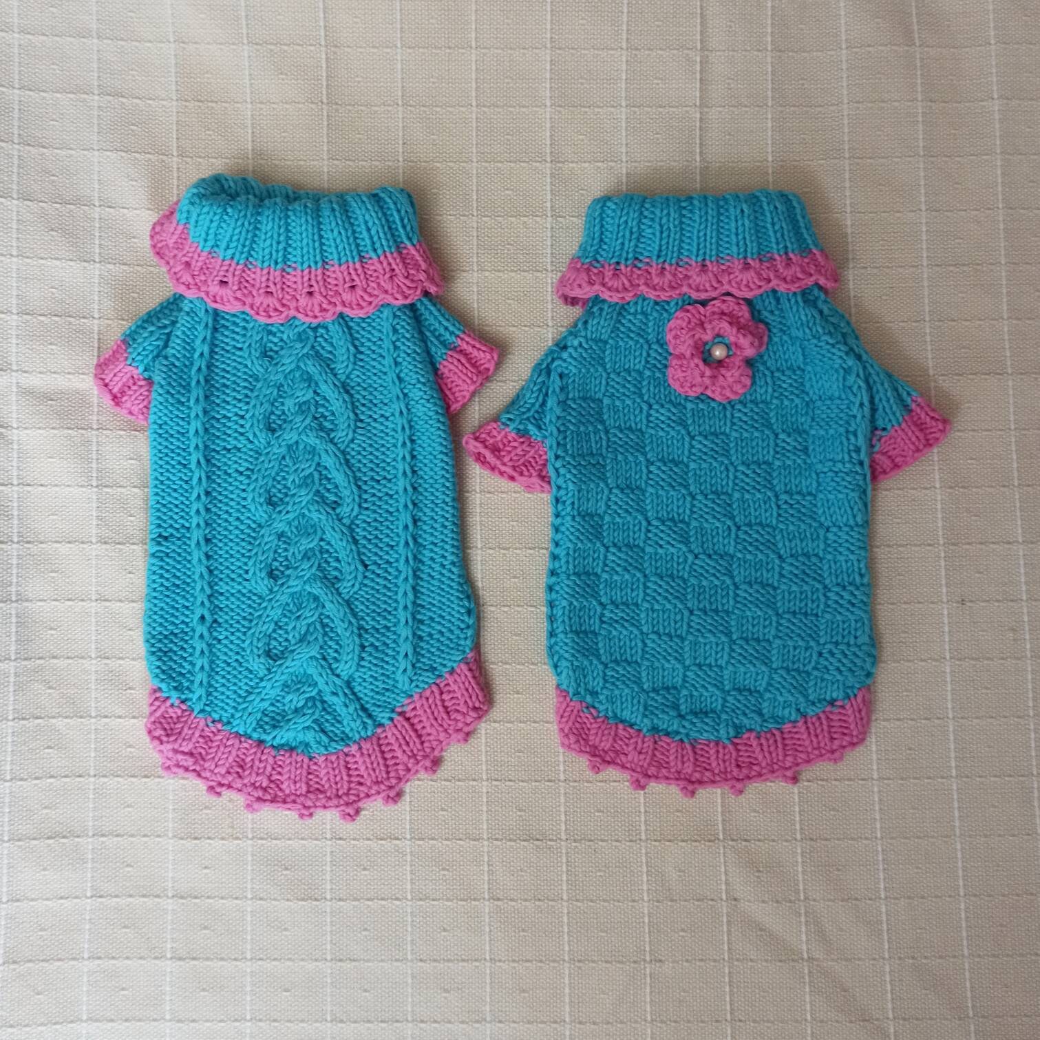 Blue Knit Dog Sweater Cotton Dog Clothes Blue Dog Coat Dog Etsy