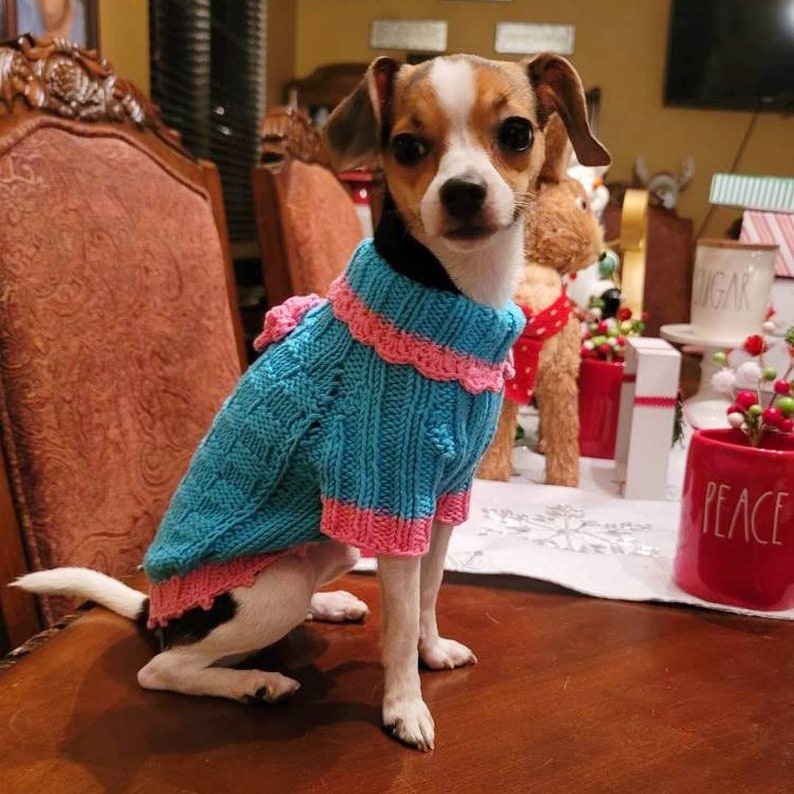 Blue Knit Dog Sweater Cotton Dog Clothes Blue Dog Coat Dog Etsy