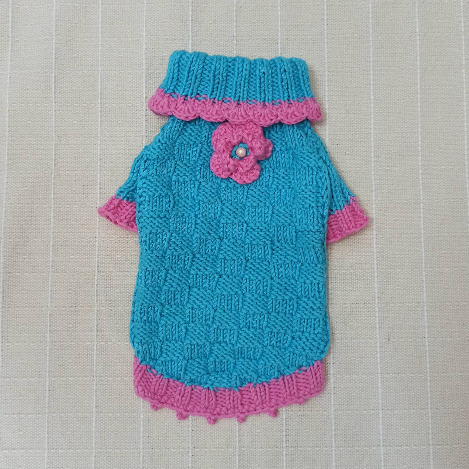 Blue Knit Dog Sweater Cotton Dog Clothes Blue Dog Coat Dog Etsy