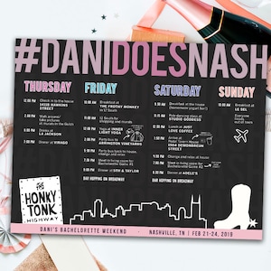 Bachelorette Itinerary - NASHVILLE themed