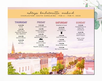 Charleston Bachelorette Itinerary Template - Etsy