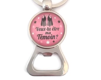 Porte-clés Gravé "Veux-tu être Ma Témoin ?" - Cadeau Demande Témoin Mariage - Acier Inoxydable, 3 Cm