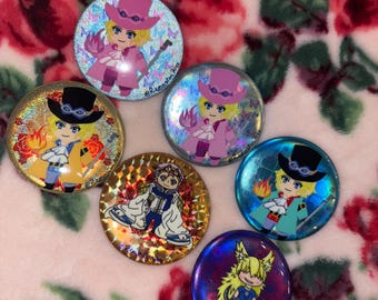OP Metall Holo und Glitzerdose Badge Button pins