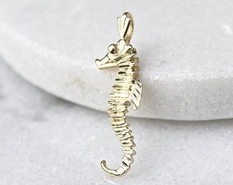 Vintage Seahorse Charm | Solid 14k Yellow Gold | Sea Horse Necklace Pendant | Seahorse Jewelry | Aquatic Beach Tropical Animal Lover Gift