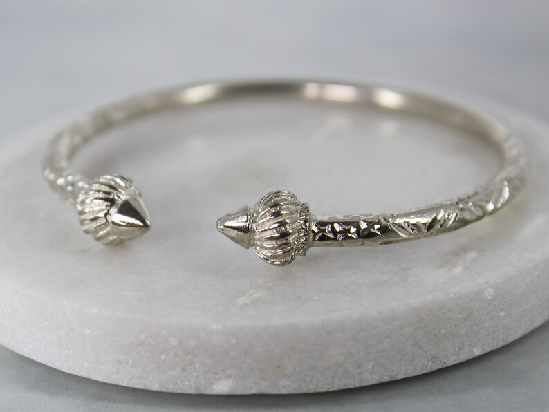 Sterling Silver Thick Etched Cuff Bracelet Bangle