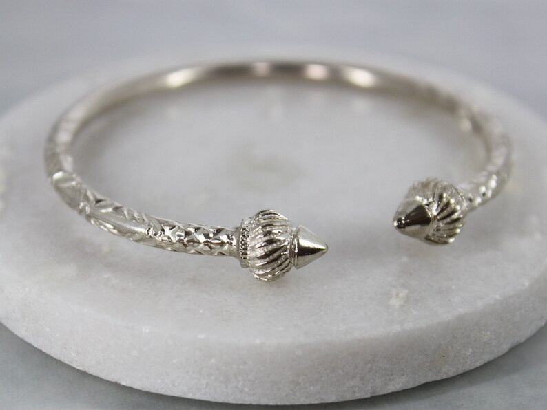 Sterling Silver Thick Etched Cuff Bracelet Bangle