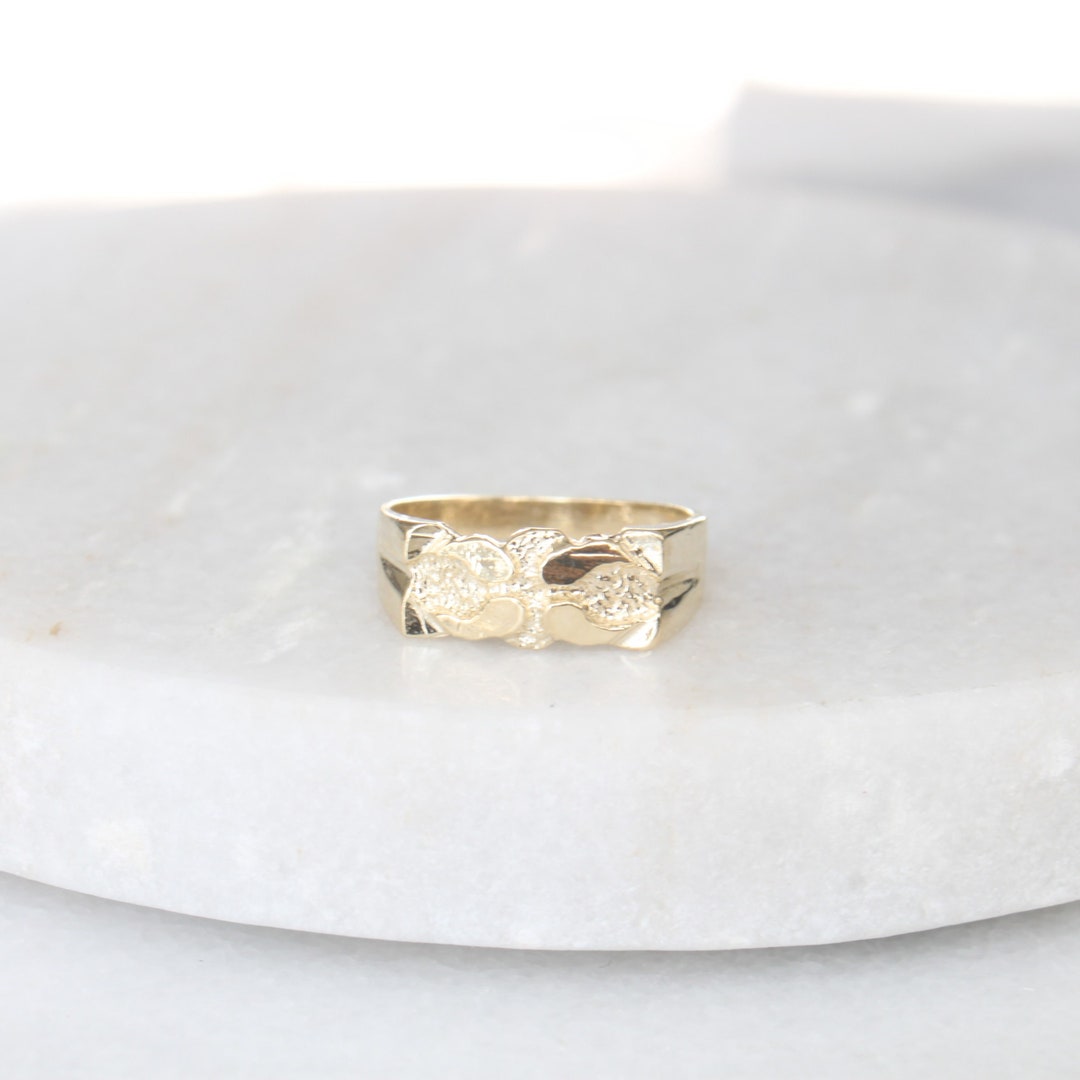 10k Small Nugget Ring Solid 10k Gold Children's Ring Stackable Pinky