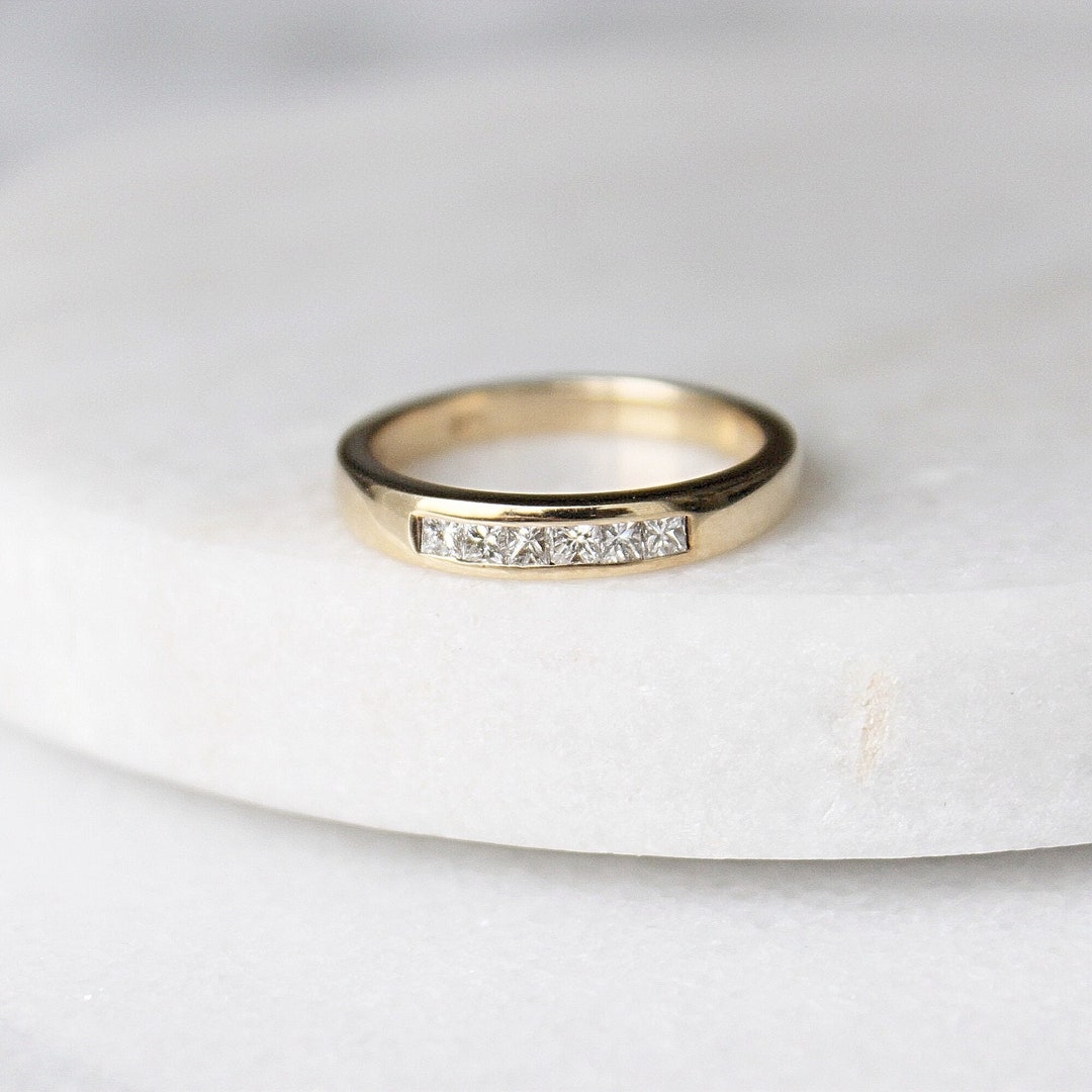 14k Square Diamond Band Solid 14k Yellow Gold Genuine Diamond Channel — free download