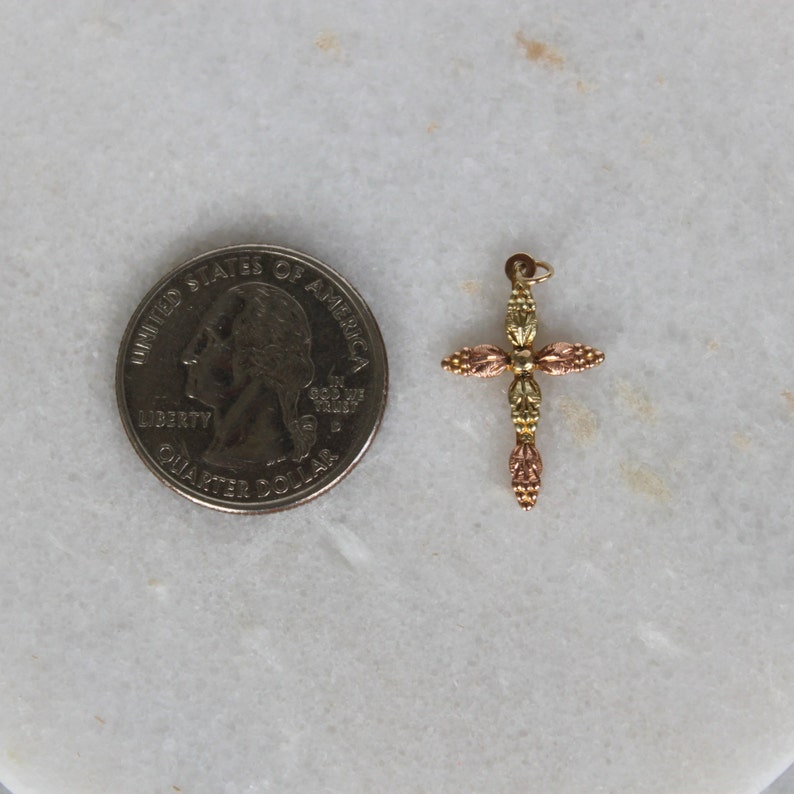10k Two Tone Gold Cross Rose Gold and Yellow Gold Two Tone Cross