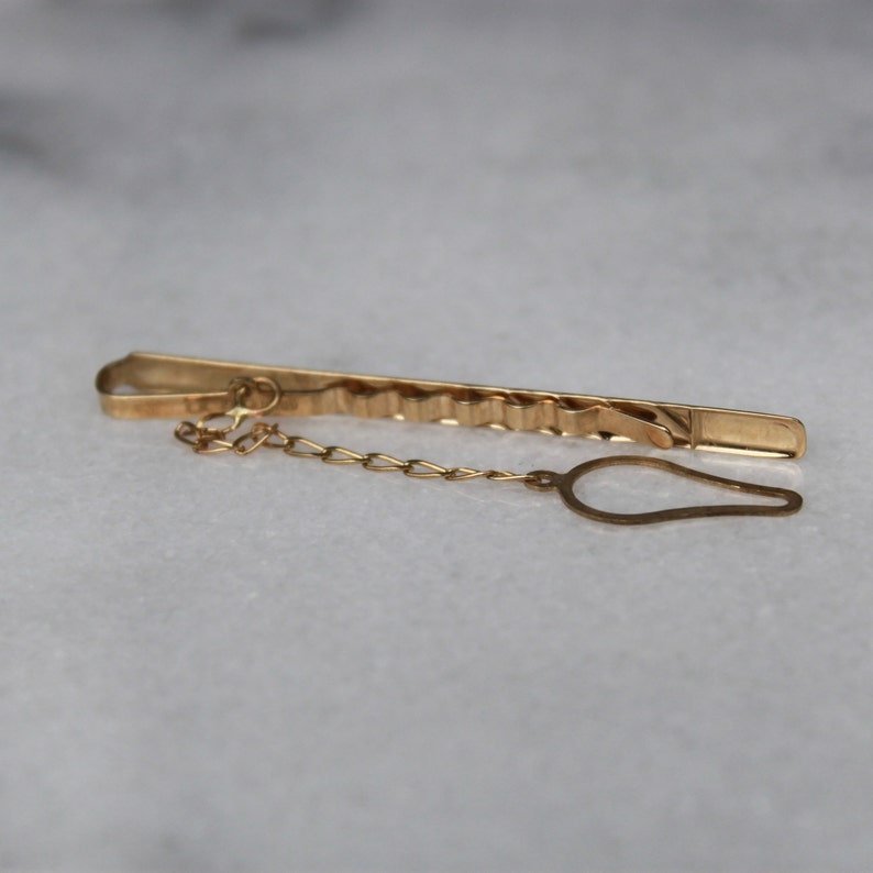 10k Yellow Gold Men/'s Tie Clip Classic Brushed Gold Tie Bar
