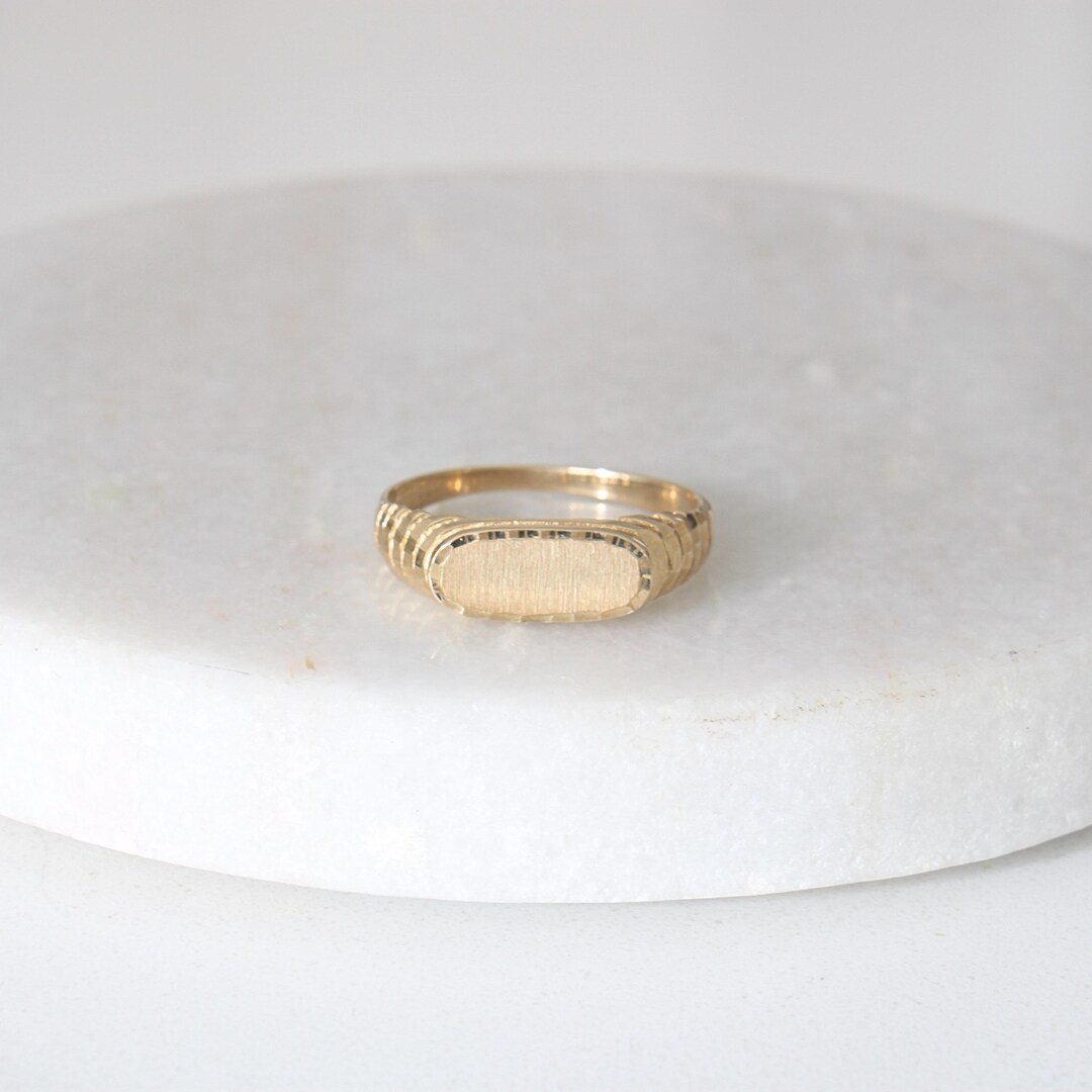 10k Capsule Signet Stacking Ring | MenkdÜke Solid Real Gold Simple ...