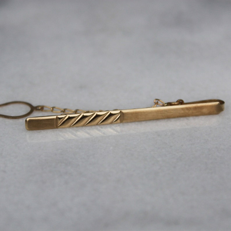 10k Yellow Gold Men/'s Tie Clip Classic Brushed Gold Tie Bar