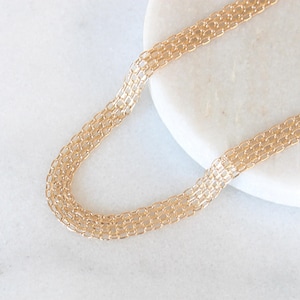 14k Bismark Chain Necklace | Solid Real Gold 18 Inches Unique Womens Thick Wide Flat Ladies Stacking Bridal Wedding Jewelry Gift for Her