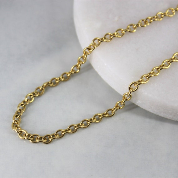 Vintage Oval Cable Link Chain Necklace | Solid 18k