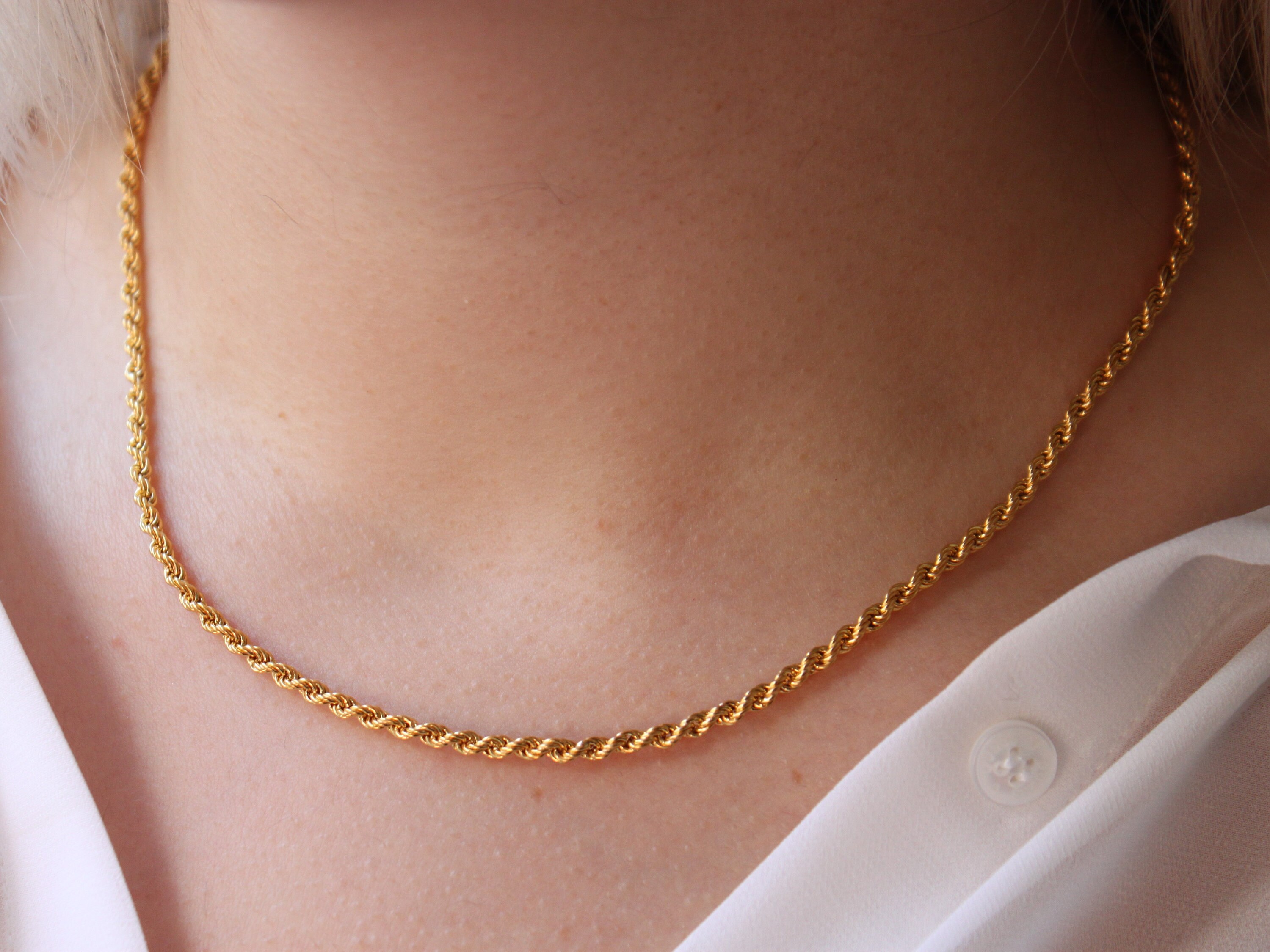 2.8mm Rope Chain Necklace Vintage 21k Yellow Gold 18 Etsy