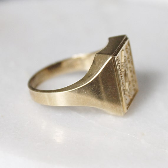 10k Large Baseball Batter Mens Ring | Vintage Sol… - image 3