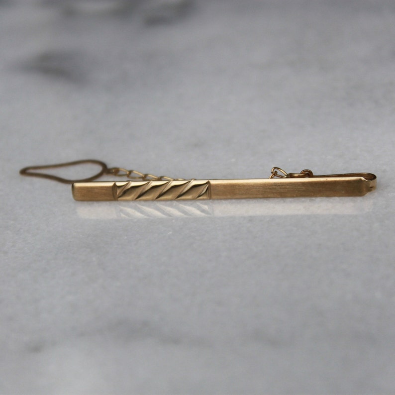 10k Yellow Gold Men/'s Tie Clip Classic Brushed Gold Tie Bar