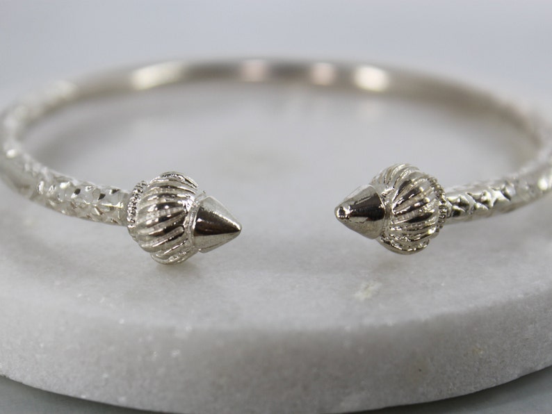 Sterling Silver Thick Etched Cuff Bracelet Bangle
