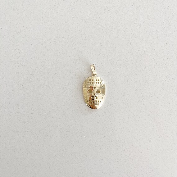 10k Hockey Goalie Mask Charm | menkDÜKE -  Solid 10 Karat Yellow Gold | Jason Sports Pendant Athlete Necklace | Gift for Him Her