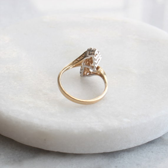 14k Diamond Cluster Bypass Ring | Vintage Solid 1… - image 5
