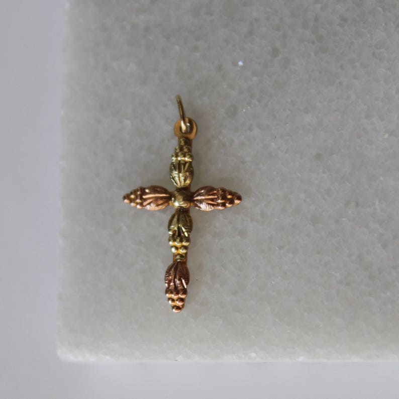 10k Two Tone Gold Cross Rose Gold and Yellow Gold Two Tone Cross