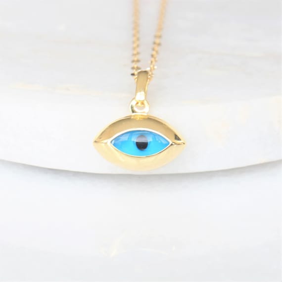 Bling Bella Gold Plated Round Evil Eye Pandant Necklace For Women & Girls