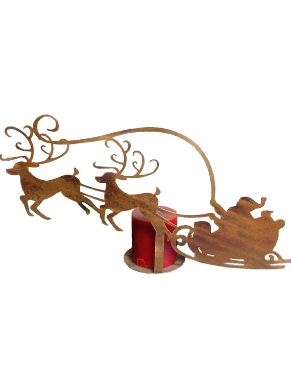 Sleigh and Reindeer Candle Holder Etsy