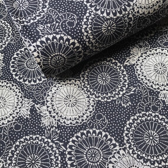 Japanese Fabric Traditional Pattern Navy Blue and Beige - Etsy