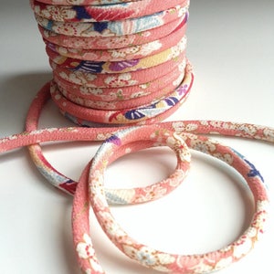 8mm Japanese cords, Chirimen, Cherry Blossom pattern, pink (C3003-8)
