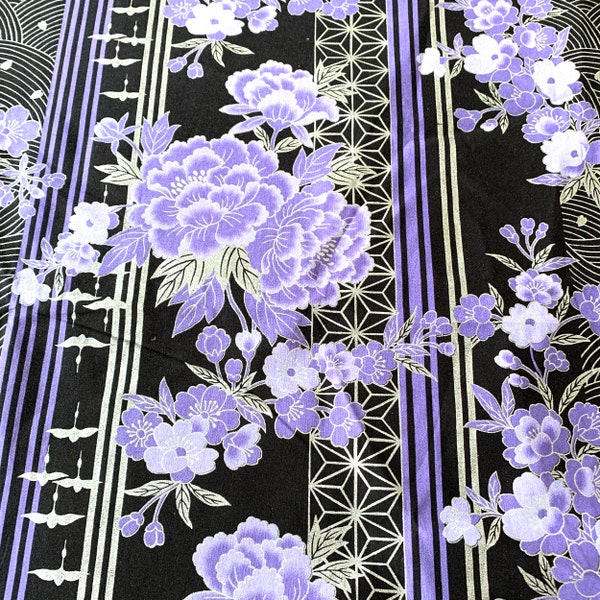 Black Floral Fabric - Etsy