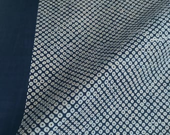 Japanese fabric, traditional beige KANOKO pattern, navy blue background, cotton 110x50 (302D)