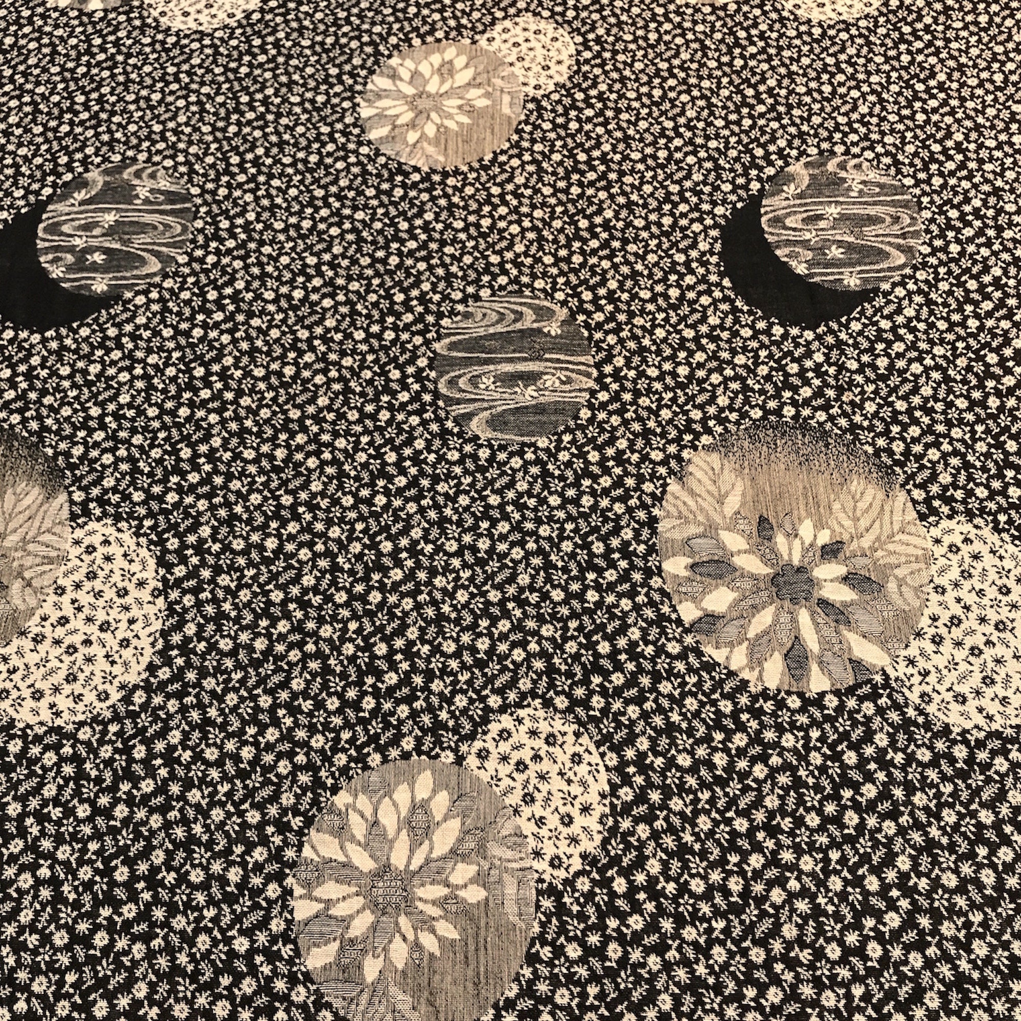 Japanese fabric Jacquard traditional pattern black grey | Etsy