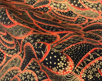 Japanese fabric, traditional pattern, black background, cotton 10x50 (413B)