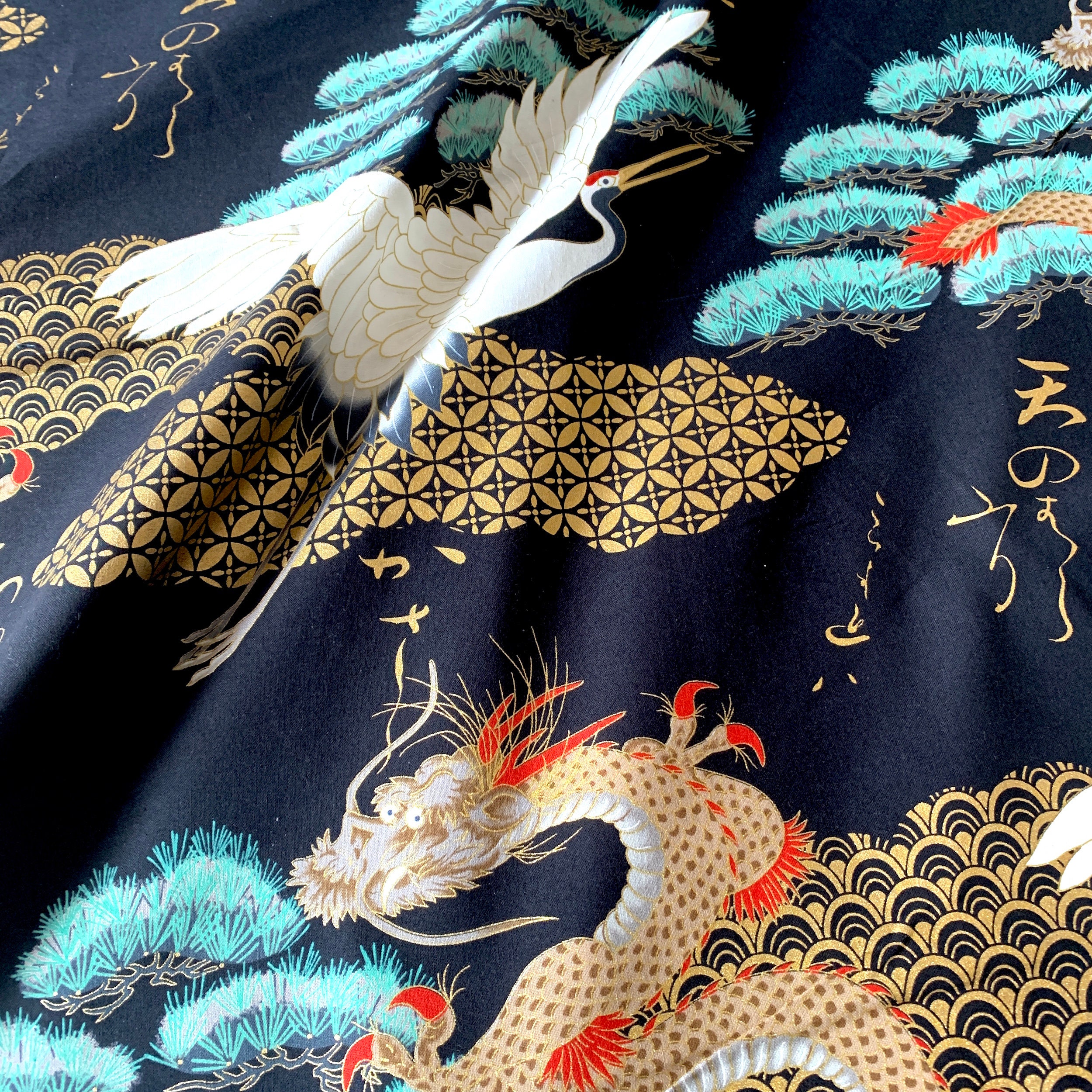 Tela De Algodón Estilo Kimono Japonés, Diseño De Flor De Ciruelo, Por Metro, Color Negro, 50 X 140 Cm