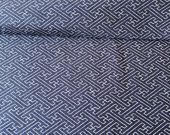 Japanese fabric, traditional pattern, navy blue background, silver pattern, cotton 110x50 (228F)