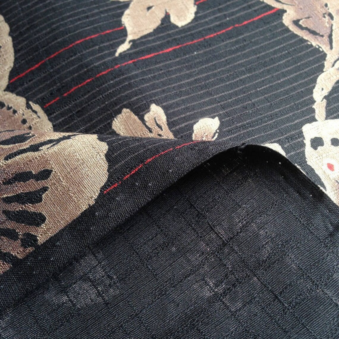 Japanese fabric traditional pattern black background cotton Etsy