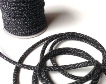 3mm Japanese cords, cotton, traditional pattern, black (C3503-3)